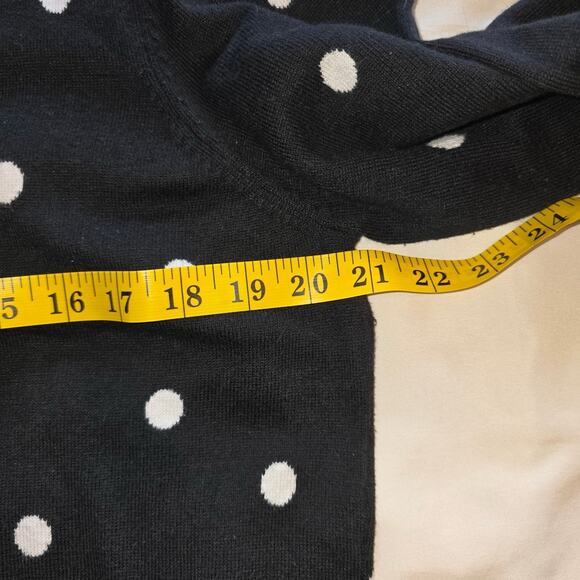 Talbots Womens Polka Dot Button Front Cardigan Size XL Black White Silk Blend - Picture 8 of 9